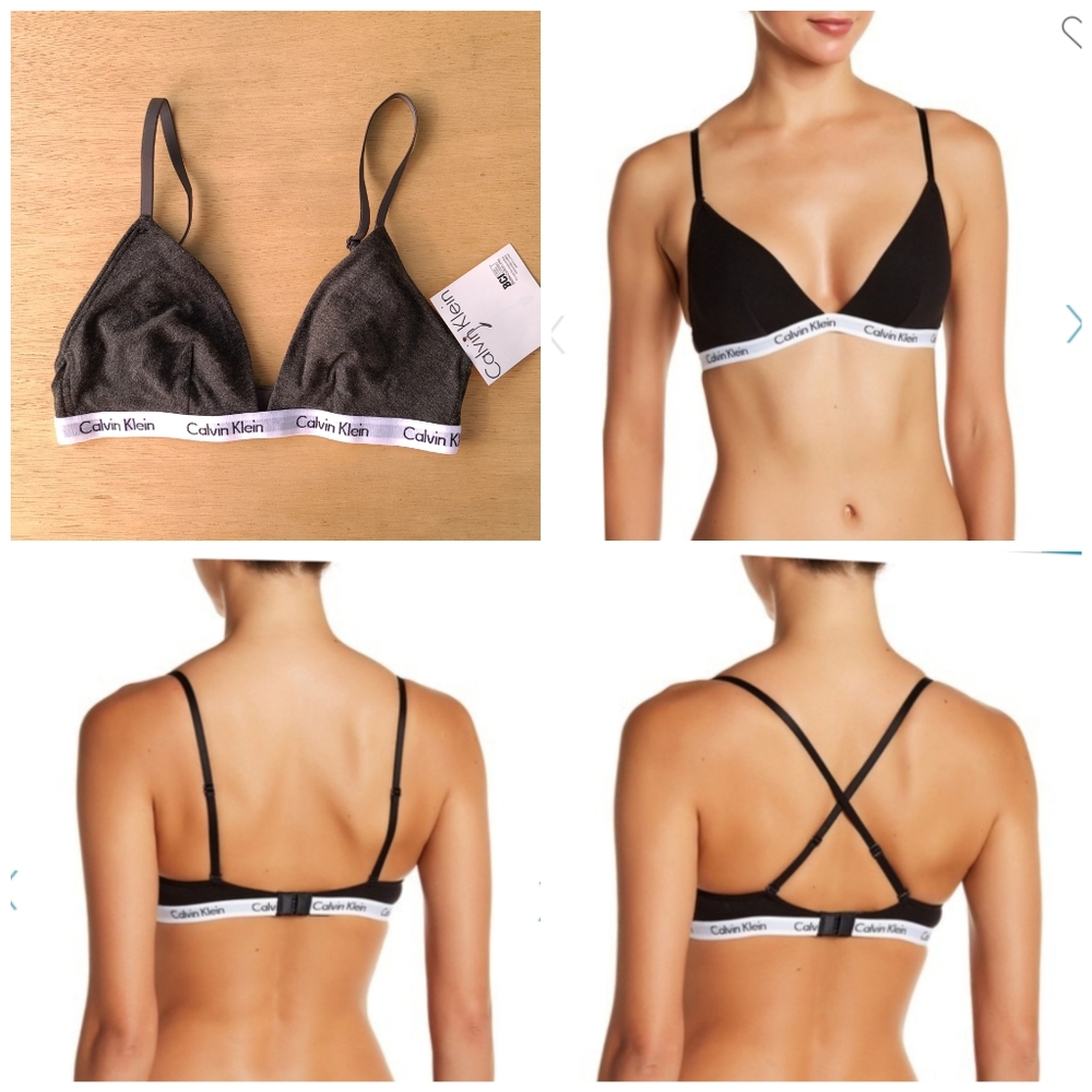 Calvin Klein Triangle Cup Bralette, S, dark grey